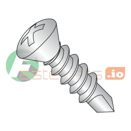Newport Fasteners Self-Drilling Screw, #6 x 1 in, 18-8 Stainless Steel Oval Head Phillips Drive, 4500 PK 444091